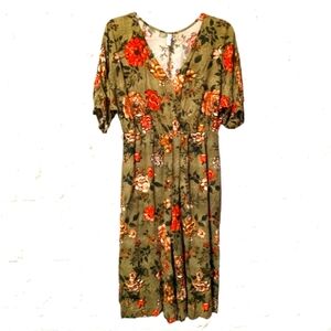 Floral Jumpsuit Romper Short Sleeves Knee length Sz. Med